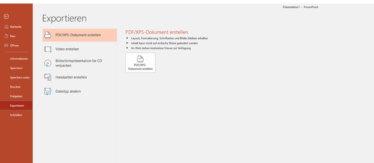 Exportieren PDF Windows