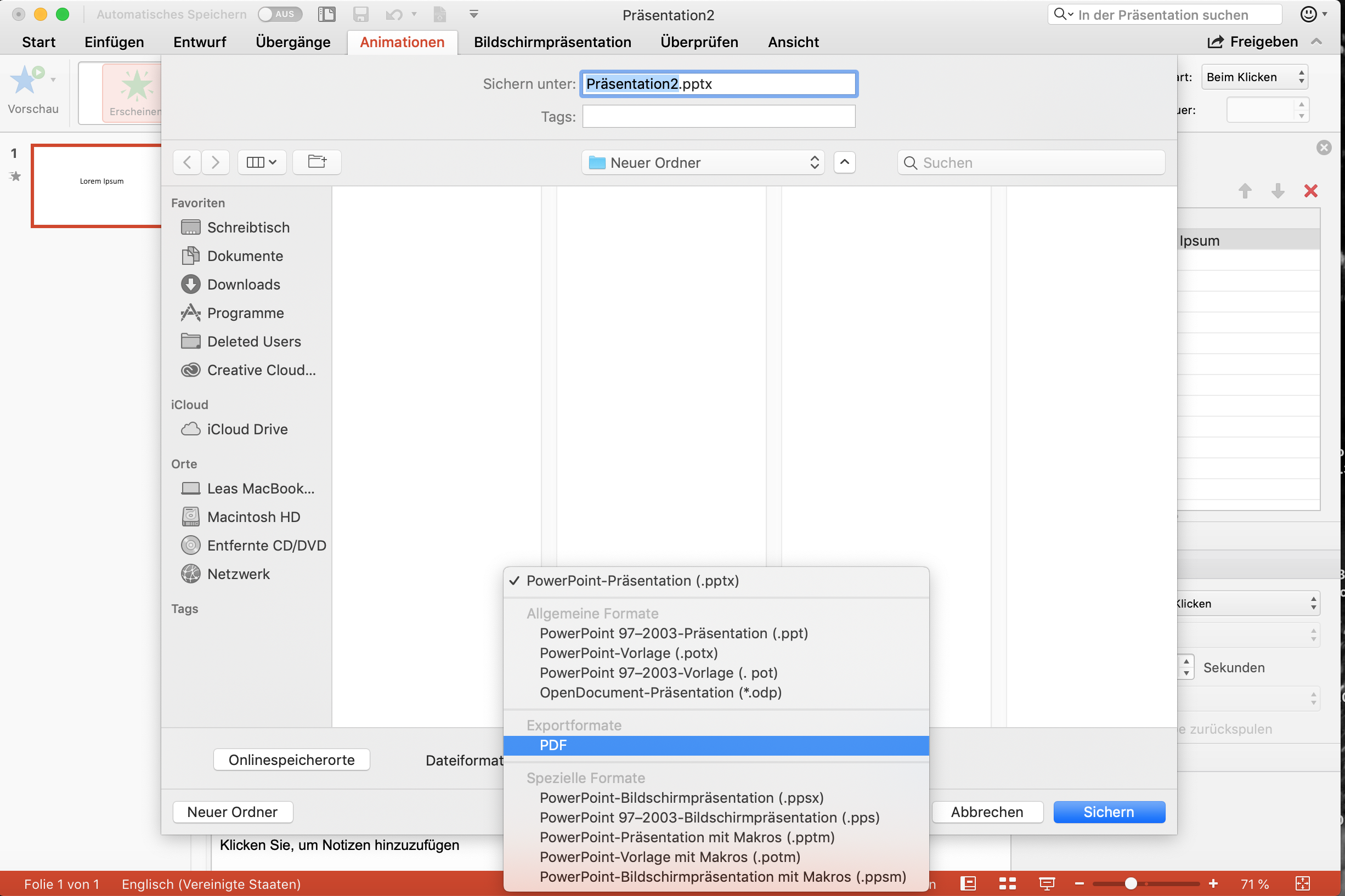PDF speichern Mac