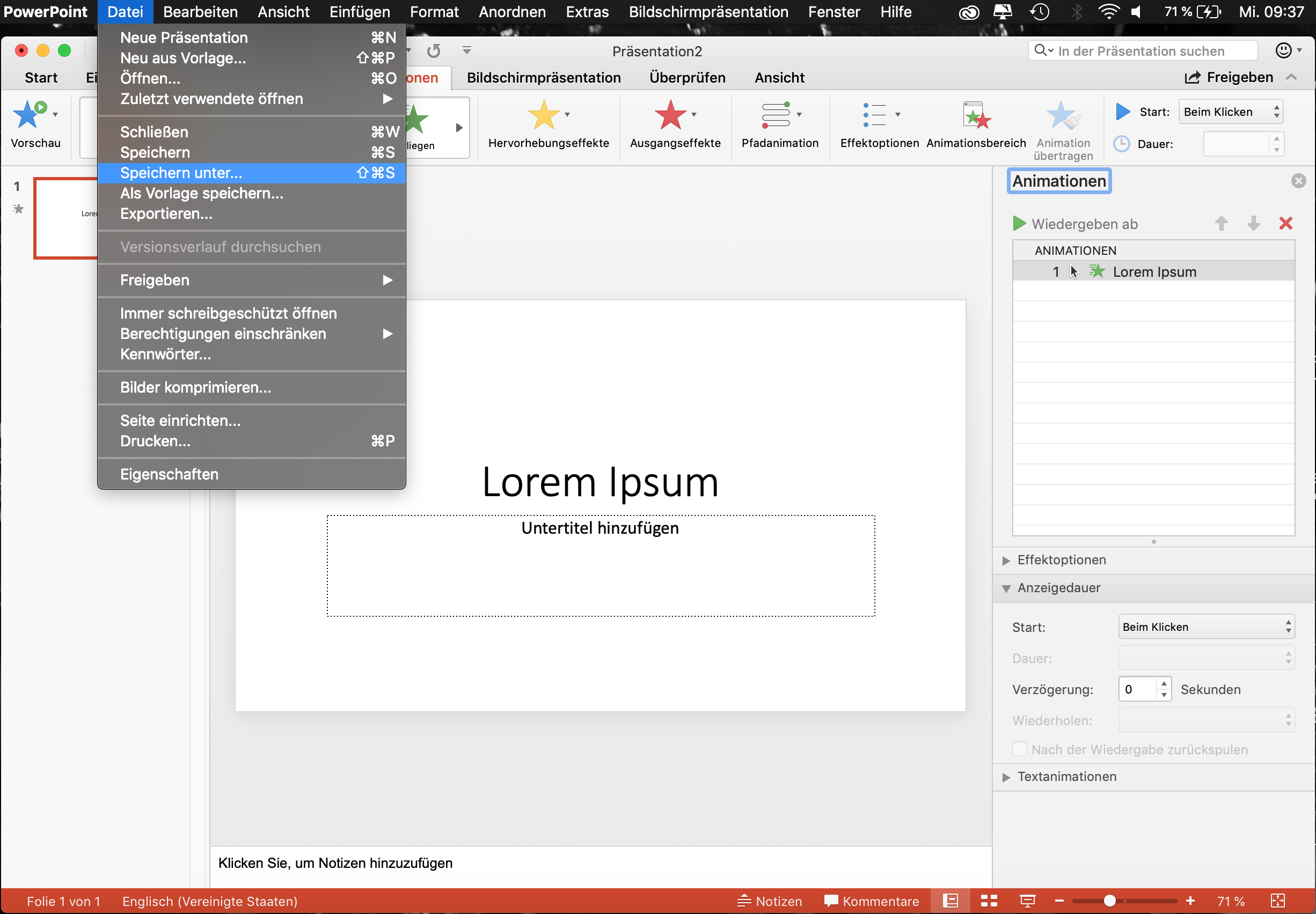 Speichern unter Mac